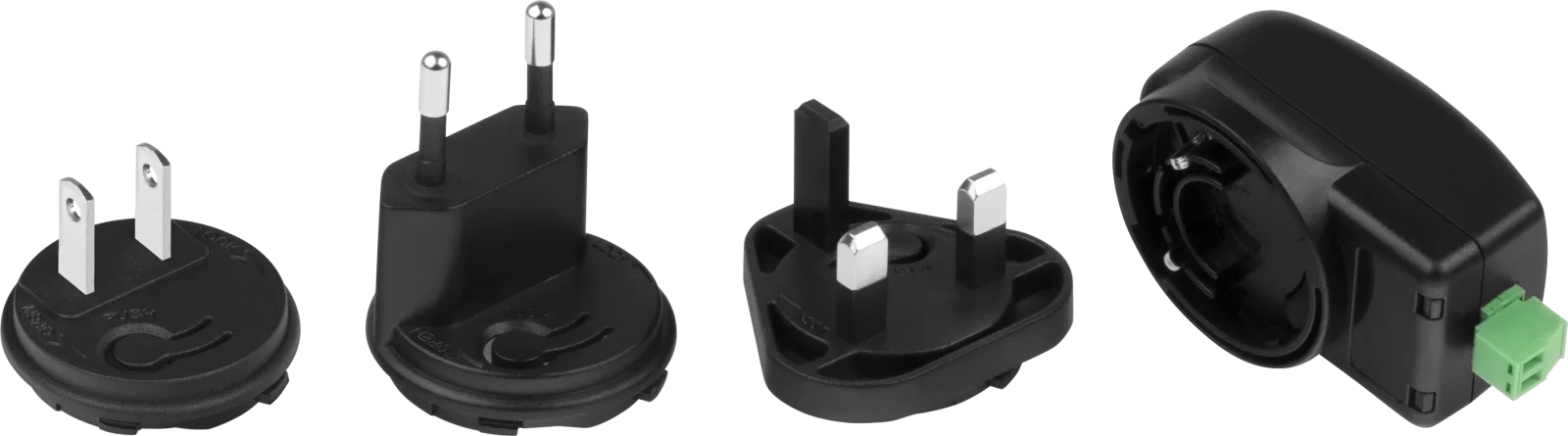 Power Detector HWgroup et ses embouts de prise interchangeables US, EU et UK