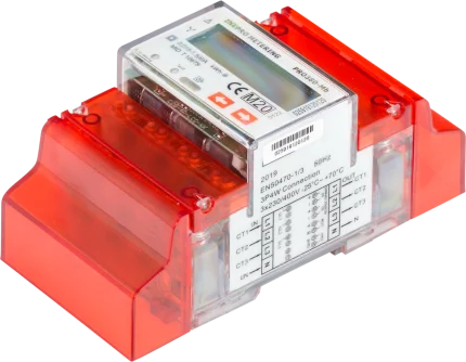 Compteur d'énergie triphasé M-Bus HWgroup PRO380-Mb sur rail DIN, cache-bornes rouges