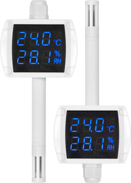 HWgroup RTU-HTemp Display vue de face, affichage température et humidité relative