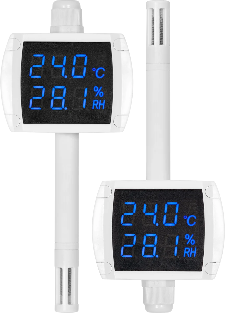HWgroup RTU-HTemp Display vue de face, affichage température et humidité relative