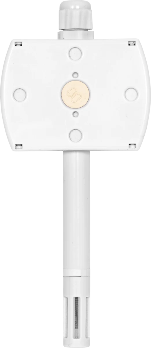 Face arrière du capteur Modbus RTU-HTemp Display HWgroup avec sonde d'humidité