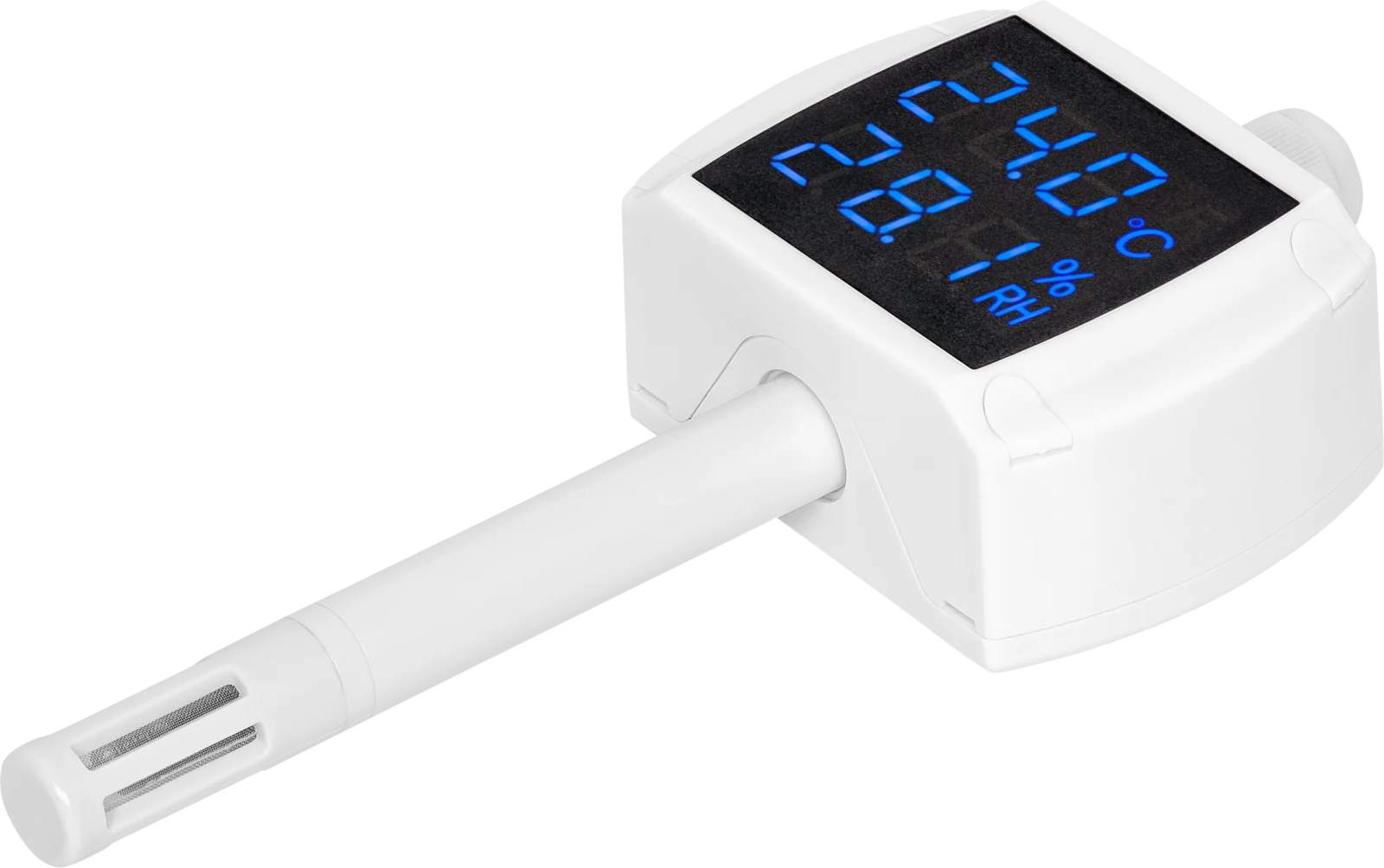 Capteur température et humidité Modbus HWgroup RTU-HTemp Display à écran LCD, vue trois qu Capteur température et humidité Modbus HWgroup RTU-HTemp Display à écran LCD, vue trois quarts