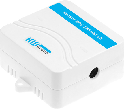 Boîtier du capteur HWgroup 60V 1W-UNI v2 vu côté prise d'alimentation 5 V