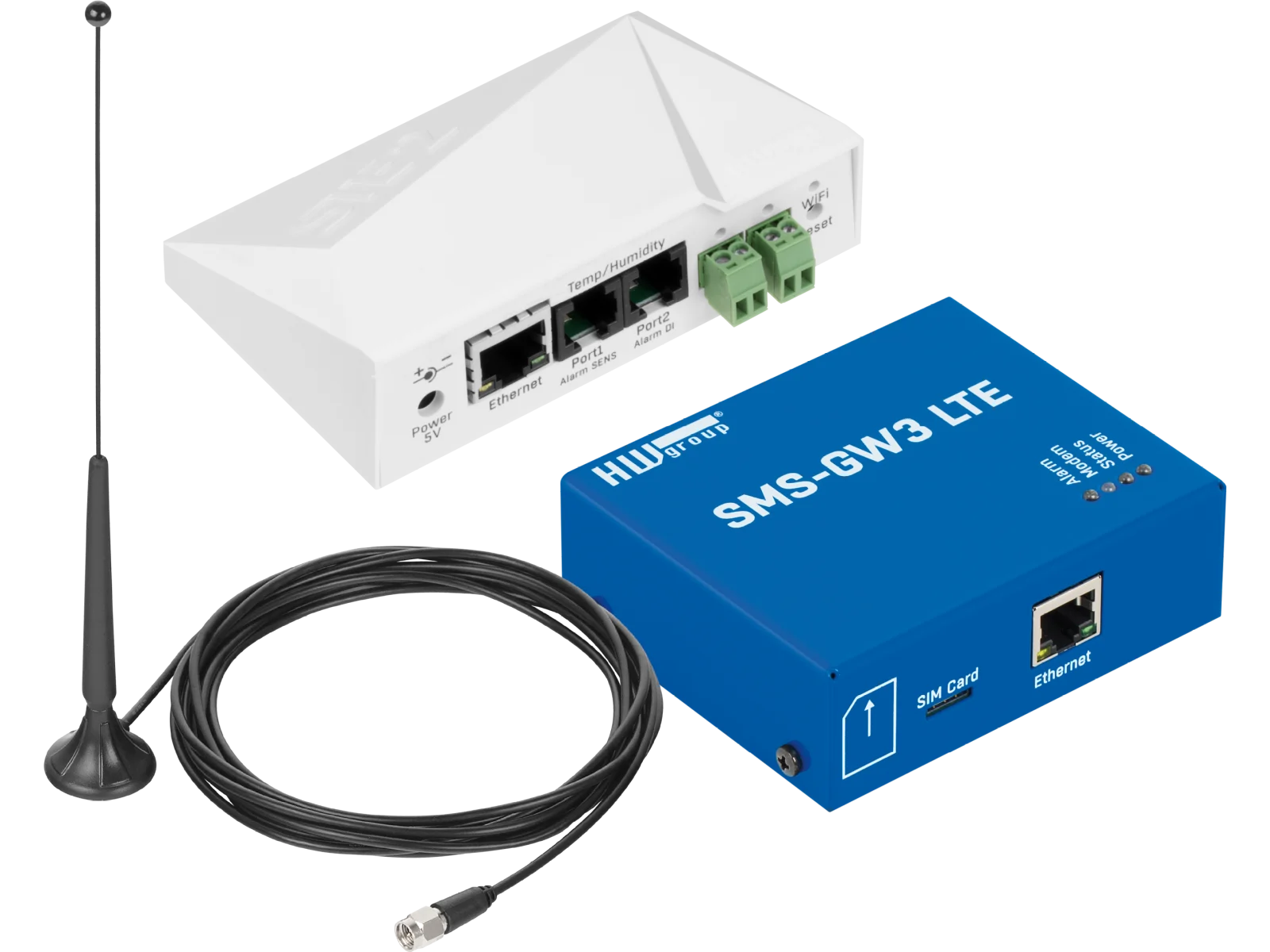 Ensemble HWgroup STE2 PLUS SMS-GW avec passerelle SMS-GW3 LTE et antenne externe