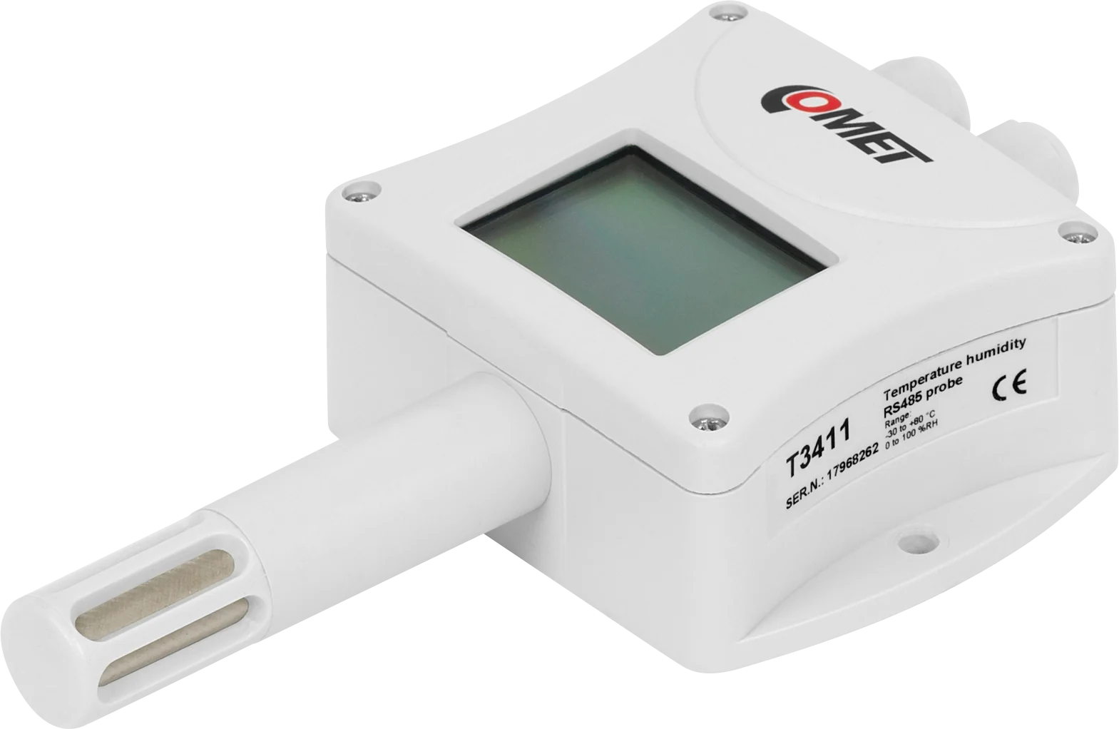 Capteur température et humidité RS-485 HWgroup T3411 avec écran LCD et tige de mesure Capteur température et humidité RS-485 HWgroup T3411 avec écran LCD et tige de mesure