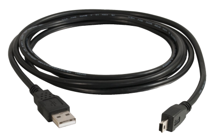 Câble HWgroup USB vers Mini-USB de 2 m enroulé, vue de face