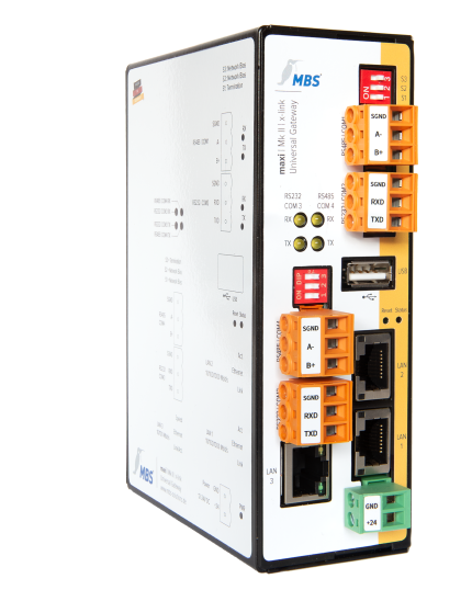 Passerelle MBS maxi Mk II x-link avec trois ports Ethernet, vue en perspective