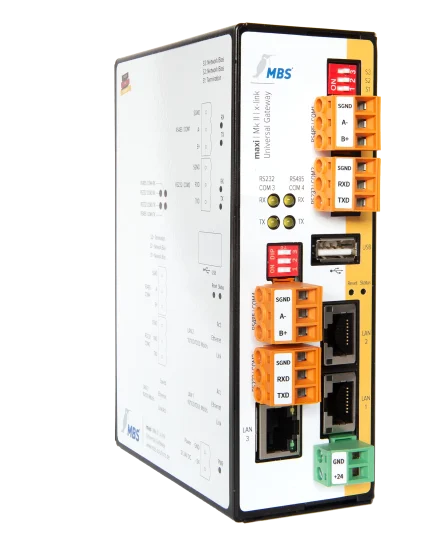 Passerelle MBS maxi Mk II x-link avec trois ports Ethernet, vue en perspective