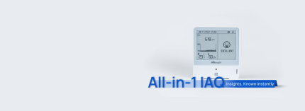 Capteur qualité d'air LoRaWAN Milesight AM307 avec écran e-Ink posé sur fond clair