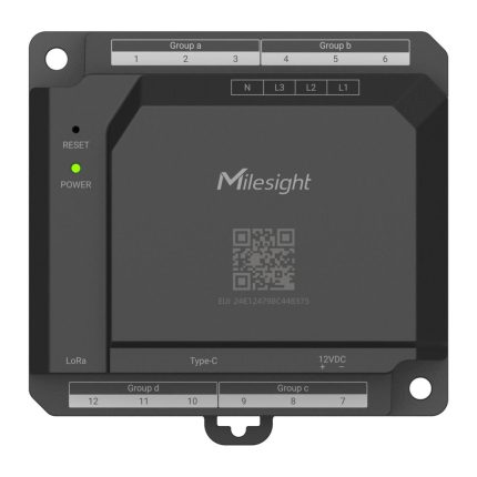 Centrale de mesure d'énergie LoRaWAN Milesight CTH01, 12 entrées de courant en 4 groupes