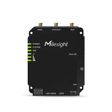 Routeur 4G industriel Milesight UR32 boîtier métal noir, vue de face