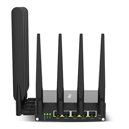 Milesight UR75 équipé de ses antennes 5G et Wi-Fi, vue de face