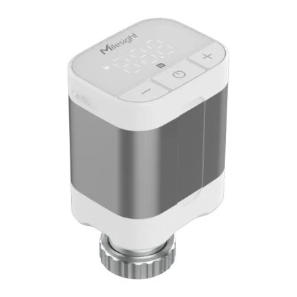 Tête thermostatique LoRaWAN Milesight WT102 auto-alimentée, écran et boutons de réglage
