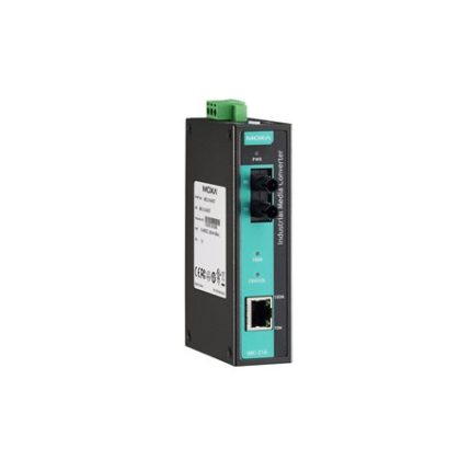 Moxa IMC-21A-M-ST avec connecteurs fibre ST et port RJ45 10/100