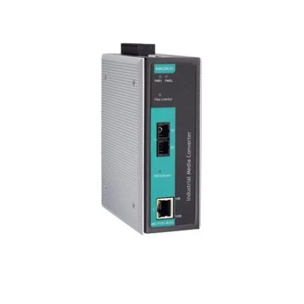 Convertisseur fibre PoE industriel Moxa IMC-P101-M-SC pour rail DIN, vue produit