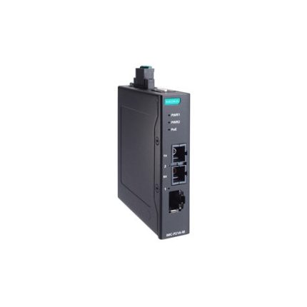 Convertisseur fibre PoE+ Moxa IMC-P21A-G2-M-SC pour rail DIN, vue produit