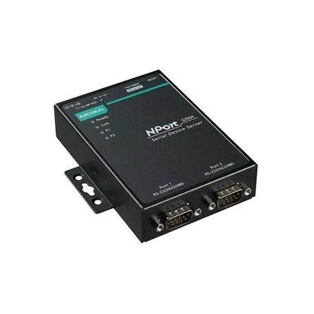 Serveur série deux ports Moxa NPort 5250A RS-232/422/485 vers Ethernet, vue produit Serveur série deux ports Moxa NPort 5250A RS-232/422/485 vers Ethernet, vue produit