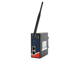 Point d'accès Wi-Fi industriel ORing IAP-420 rail DIN avec antenne, vue de trois quarts Point d'accès Wi-Fi industriel ORing IAP-420 rail DIN avec antenne, vue de trois quarts