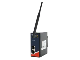 Point d'accès Wi-Fi industriel ORing IAP-420 rail DIN avec antenne, vue de trois quarts
