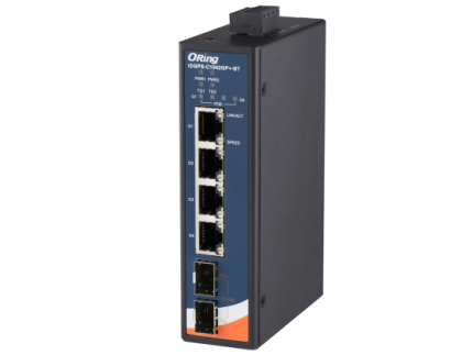 Switch PoE 802.3bt ORing IDGPS-C1042GP+-BT à quatre ports 2,5G, vue de face