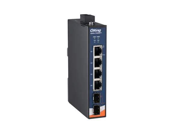 Face avant du switch multi-gigabit ORing IDGS-C1042GP+ avec ports SFP+ 10G