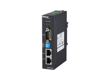Serveur de ports série ORing IDS-312L avec port DB9, vue de trois quarts