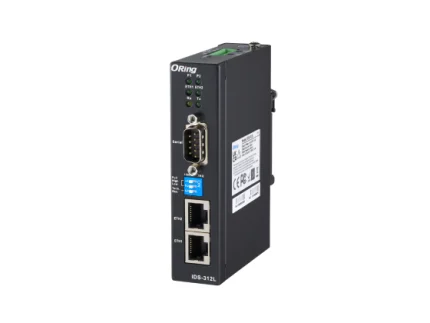 Serveur de ports série ORing IDS-312L avec port DB9, vue de trois quarts