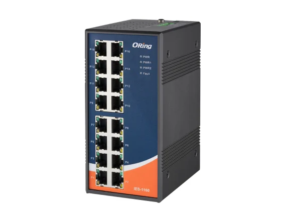 Switch rail DIN ORing IES-1160 à 16 ports 10/100 avec double alimentation