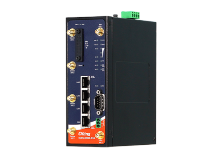 Passerelle 5G industrielle ORing IGMG-8224D-D5G rail DIN, face avant avec ports et antennes