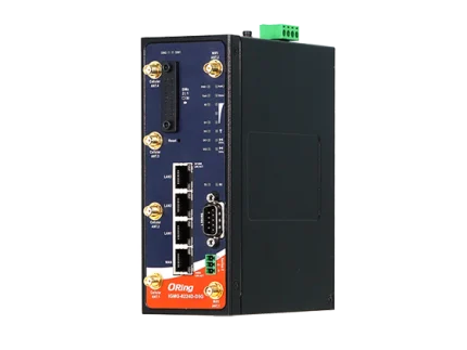 Passerelle 5G industrielle ORing IGMG-8224D-D5G rail DIN, face avant avec ports et antennes