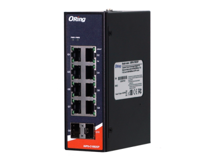 Version compacte ORing IGPS-C1082GP, switch PoE rail DIN 8 ports et 2 SFP