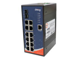 Switch PoE Gigabit ORing IGPS-9842GTP à 14 ports, vue de trois quarts
