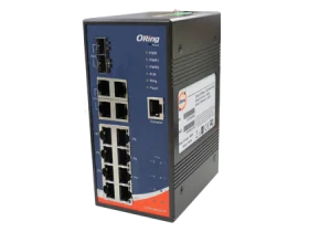 Switch PoE Gigabit ORing IGPS-9842GTP à 14 ports, vue de trois quarts