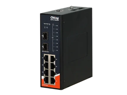 Switch PoE industriel ORing IGPS-C3082GP 8 ports Gigabit et 2 SFP, trois quarts