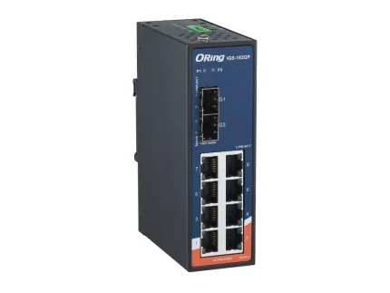 Switch Gigabit industriel ORing IGS-182GP avec 8 ports RJ45 et 2 cages SFP