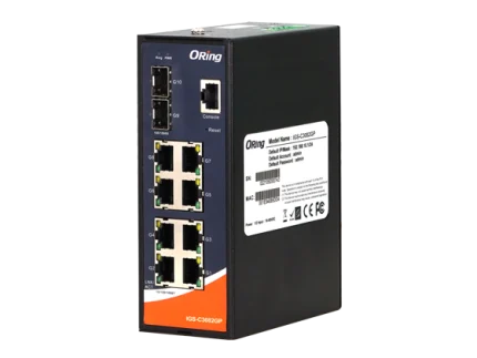 Switch Gigabit industriel manageable ORing IGS-C3082GP avec deux SFP 2,5G, vue de face