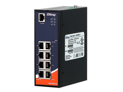 Switch PROFINET étroit ORing IGS-9080-LA-PN à 8 ports RJ45 Gigabit, rail DIN