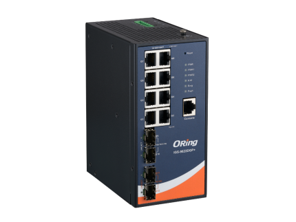 Switch industriel manageable ORing IGS-9822DGP+ avec ports SFP+ 10G, vue de face