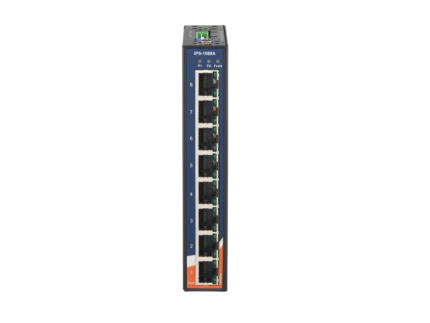 Face avant du switch PoE slim ORing IPS-1080A avec voyants de ports