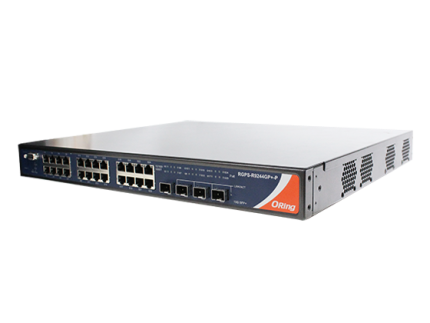 Switch PoE rack 19 pouces ORing RGPS-R9244GP+ avec 24 ports RJ45 et 4 SFP+