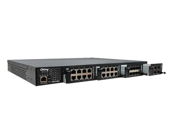 Switch modulaire rack ORing RGS-P9000 à 4 slots équipé de modules SWM Switch modulaire rack ORing RGS-P9000 à 4 slots équipé de modules SWM