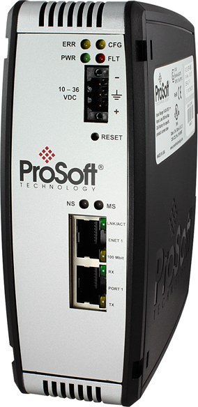 Passerelle Modbus TCP vers Modbus série Prosoft PLX31-MBTCP-MBS un port, vue de face