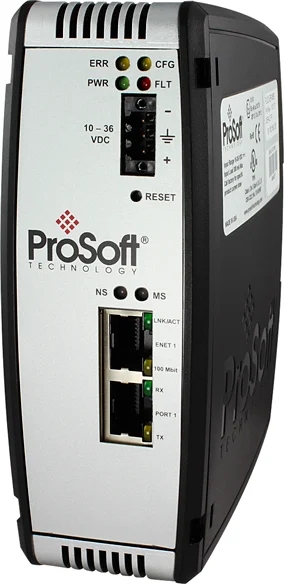 Passerelle Modbus TCP vers Modbus série Prosoft PLX31-MBTCP-MBS un port, vue de face