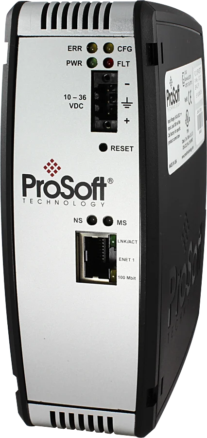 Passerelle EtherNet/IP vers Modbus TCP Prosoft PLX31-EIP-MBTCP sur rail DIN, vue de face