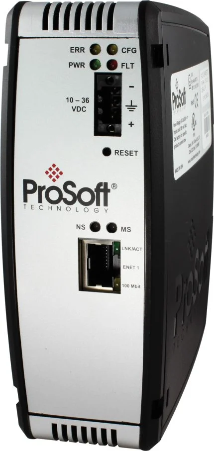 Passerelle Modbus TCP vers PROFINET Prosoft PLX31-MBTCP-PND pour rail DIN, vue de face