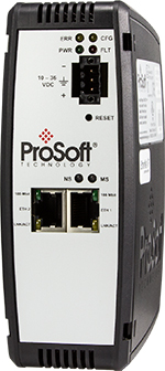 Boîtier rail DIN Prosoft PLX32 deux ports Ethernet, visuel officiel du PLX32-MBTCP-SIE