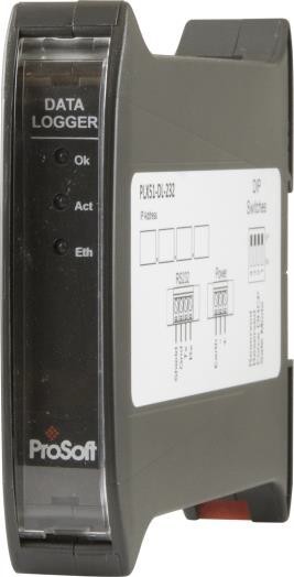 Enregistreur de données Prosoft PLX51-DL-232 pour rail DIN, vue de face
