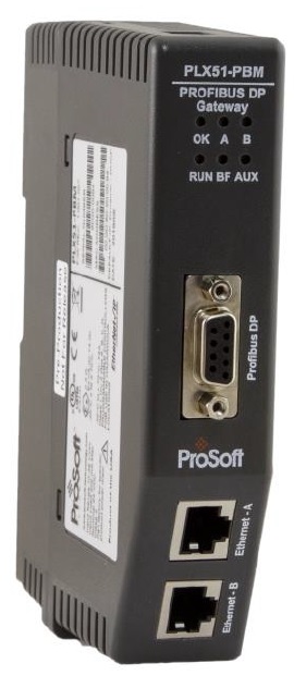 Passerelle maître PROFIBUS DP Prosoft PLX51-PBM pour rail DIN, vue de face