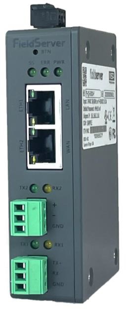Version double port Ethernet du QuickServer Prosoft PS-QS-3x10-F pour rail DIN