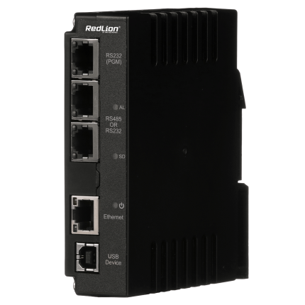 Convertisseur de protocoles Red Lion DA10D avec ports série et Ethernet, vue de face